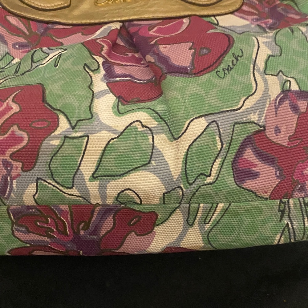 Coach limited edition Ashley Iris Floral  Hobo Floral Satchel Gold Trim f16259 - Picture 9 of 11